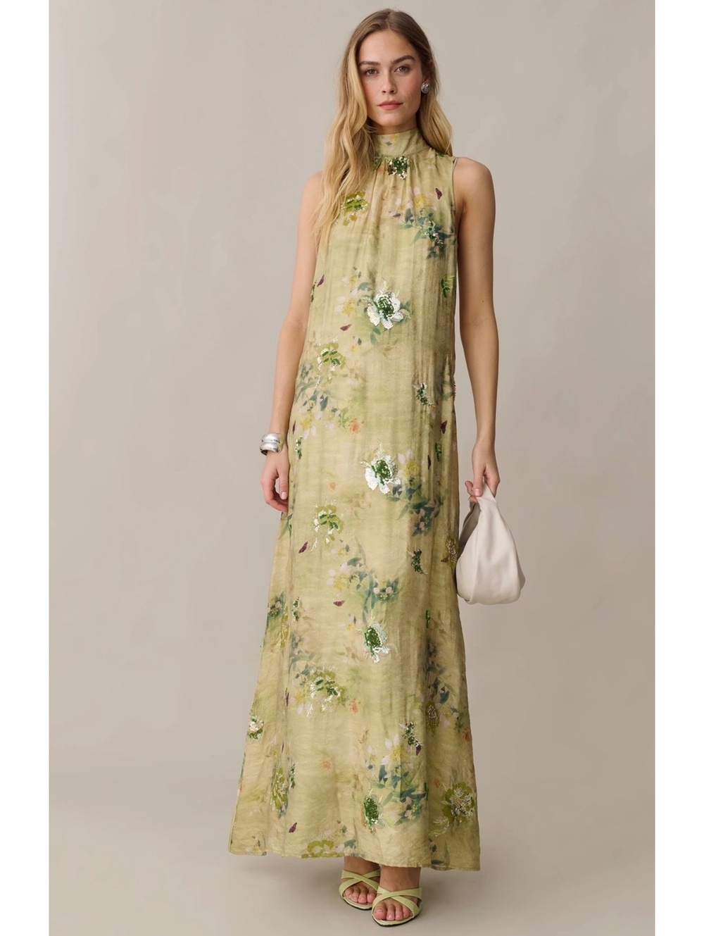 New O.P.T by Few Moda Naia Maxi Dress Beaded Size Large Mariposa